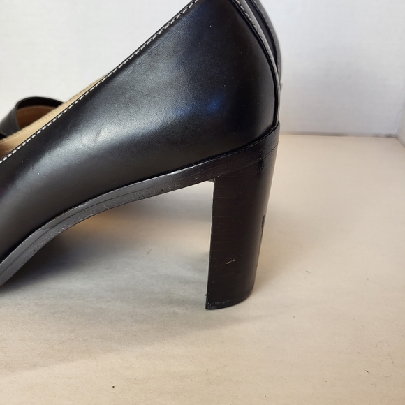 Circa Joan&David black leather white stitching heeled loafer size 9M - Picture 9 of 16